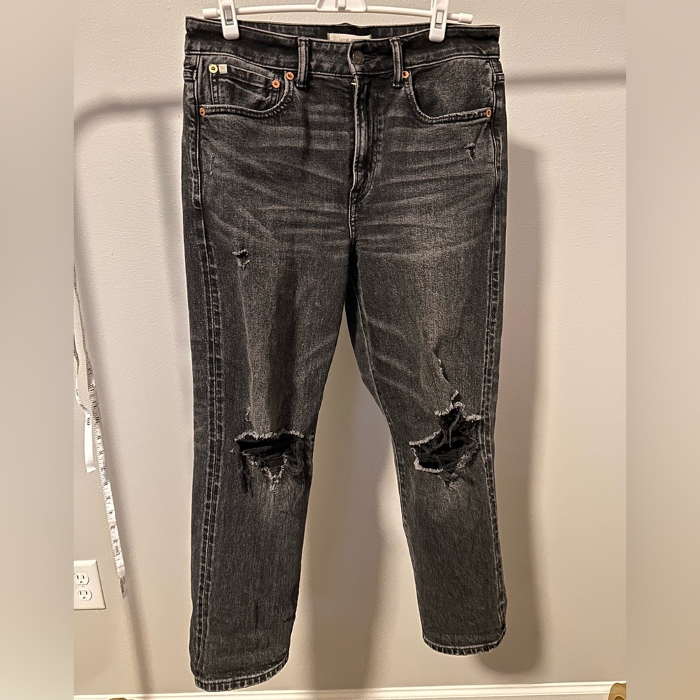 A&E Premium Mom Distressed Jeans with Ripped Knees